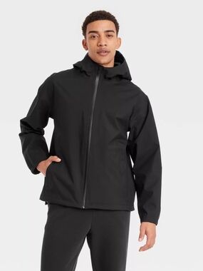 All In Motion Men's Waterproof Rain Coat, Lightweight, Adjustable Hood- XXL